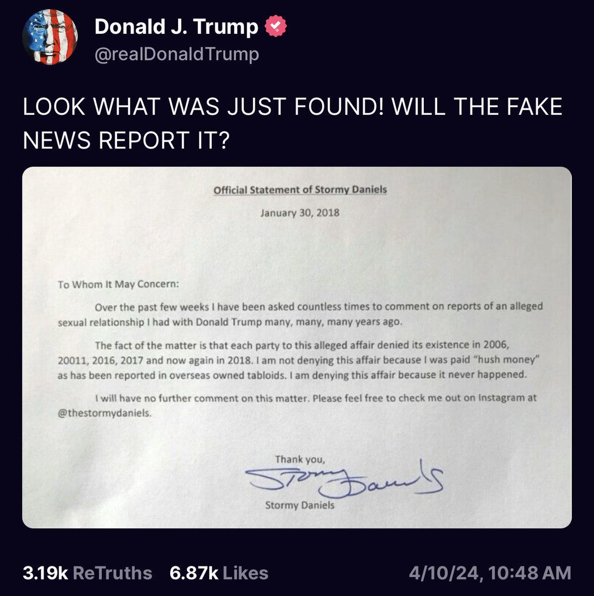 Donald Trump’s post this morning! 👀