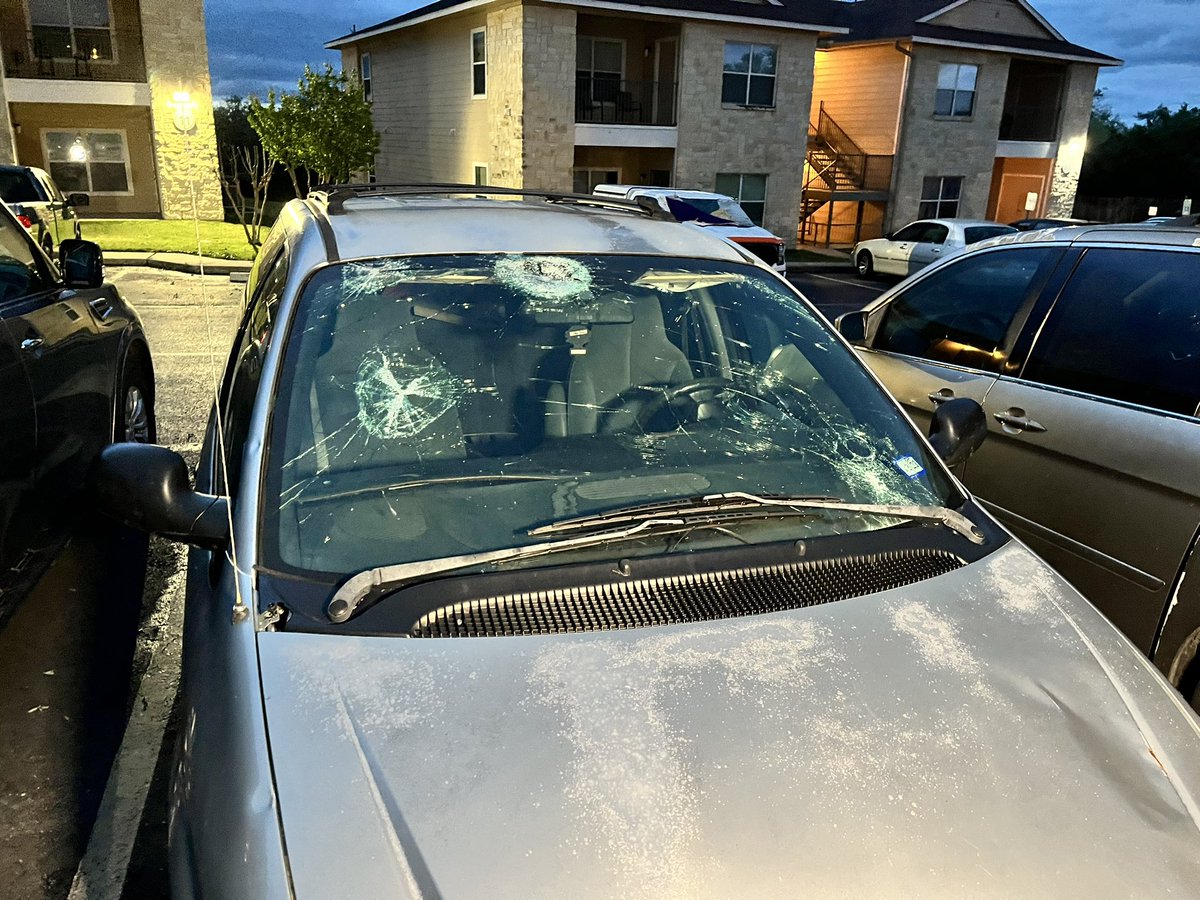 One man said as soon as he got the weather alert about the hail, he didn’t even have time to make it to the front door before it started coming down! He says it was so loud and you can see a hole in his girlfriend’s windshield.