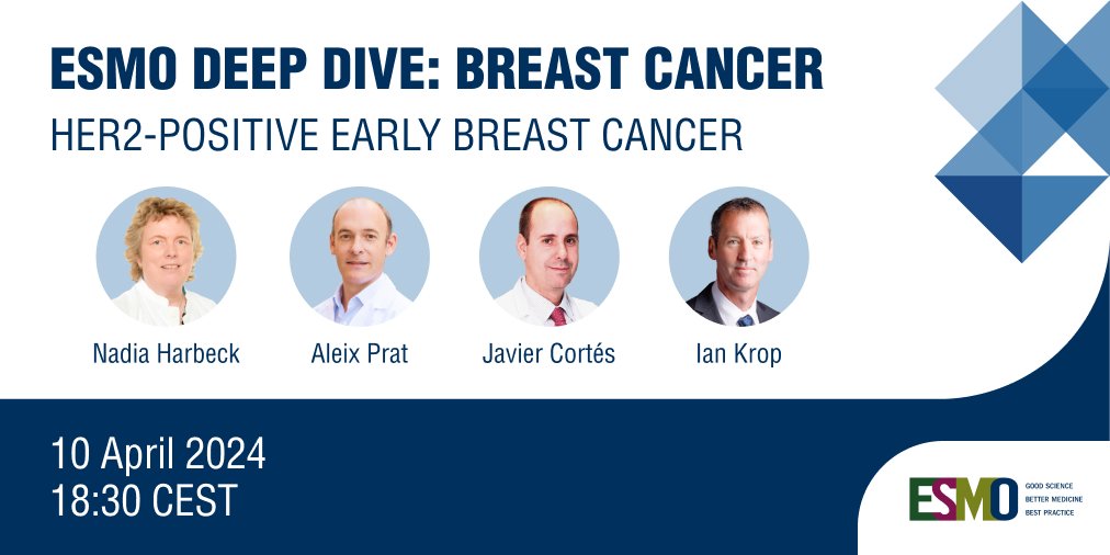 🔛 #ESMODeepDive in #BreastCancer 
Early stage HER2+ #bcsm session chaired by Prof #NadiaHarbeck 
✔️Biological Subtypes & Molecular Classifiers @prat_aleix 
✔️De-escalation Strategies in Routine Practice @JavierCortesMD 
✔️Is There a Role for Escalation Strategies? #IanKrop