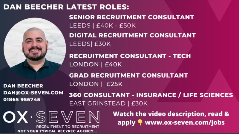 Just some of the roles Danny B is working at the moment below 👇🏻

We do a pretty sweet referral scheme too - so if these aren't for you but you know someone who could be right, give me a shout.

#recruitmentjobs #rec2rec