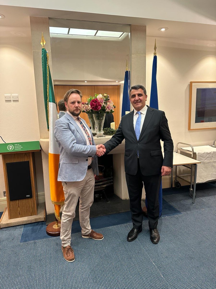Very glad to meet with head of the parliamentary friendship group with Armenia of the Irish parliament Patrick Costello and to have a constructive as always discussion about 🇦🇲🇮🇪 relations as well as current security challenges in our region.
