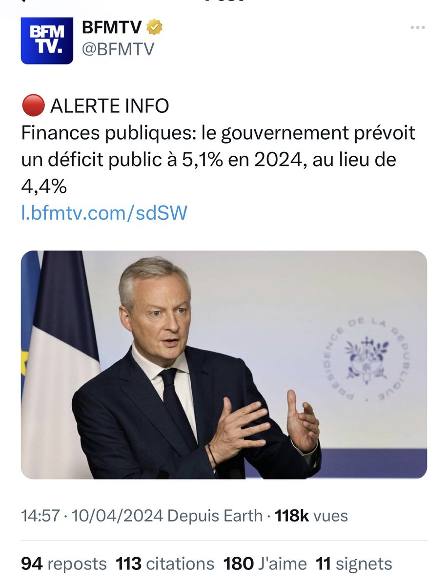 Surtout on ne change rien ! 5,1% du PIB #Lemaire #deficit #faillite