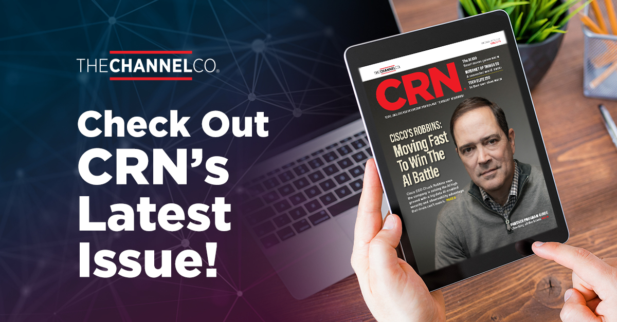 The latest issue of @CRN Magazine features my cover story '@Cisco CEO Chuck Robbins: Moving Fast To Win The AI Battle,” along with a Q&A with Cisco’s Executive Vice President and Chief Customer Experience Officer Liz Centoni. @CiscoPartners Read it here: bit.ly/43S0NZu.