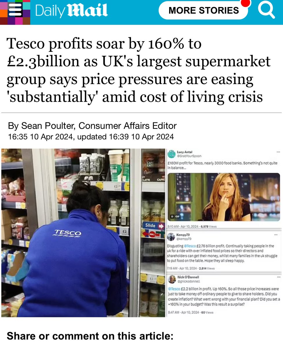 I told the Mail, ‘The news of these massive Tesco profits has rubbed salt into British farmers' very sore wounds. 'Many British farmers are struggling to survive mainly due to supermarkets forcing down farm gate prices, assisted by Brexit opening up opportunities for substandard