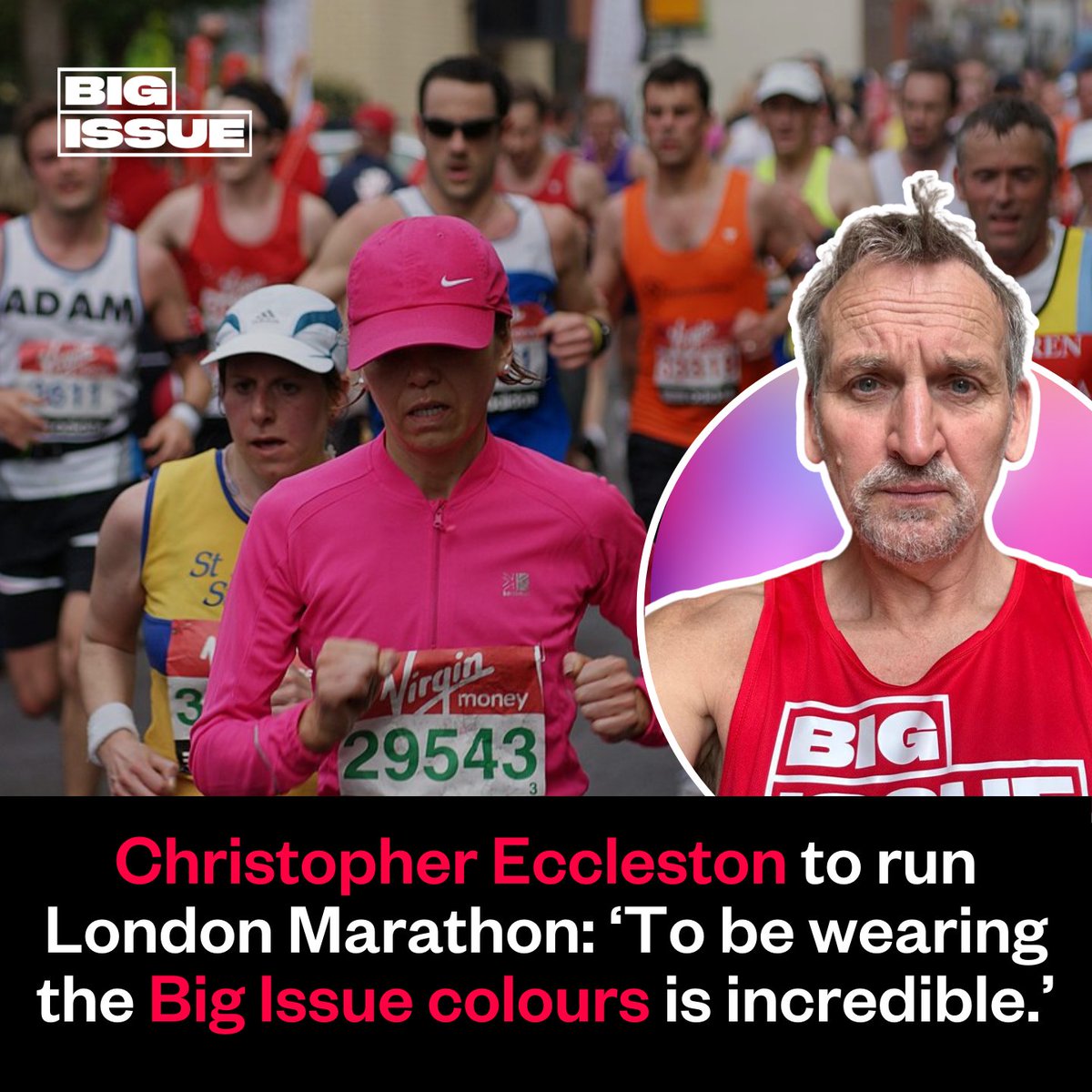 Christopher Eccleston is running the @LondonMarathon in less than 2 weeks for @BigIssue! 🏃‍♂️ He's over halfway to his target (£5,000). Can you help get him there? 🤔 Retweet to show your support 🏆 & click below to donate/learn more about the cause. ⬇️ 2024tcslondonmarathon.enthuse.com/pf/christopher…