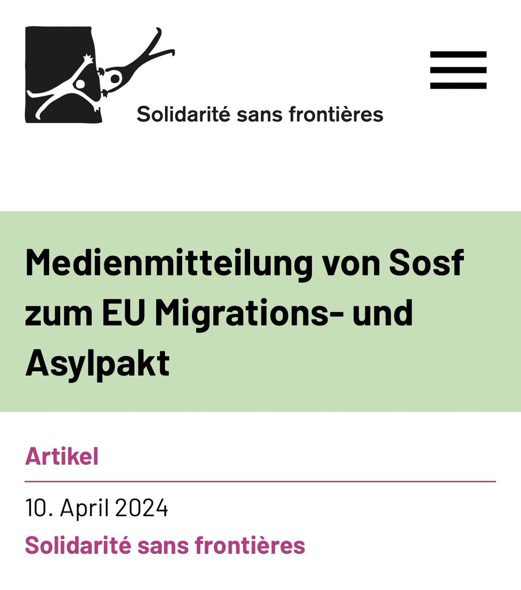 Der EU Migrations- und Asylpakt wird im Europäischen Parlament angenommen, das Asylrecht wird zu Grabe getragen. Unsere Einschätzung jetzt auf sosf.ch: sosf.ch/de/article/med…