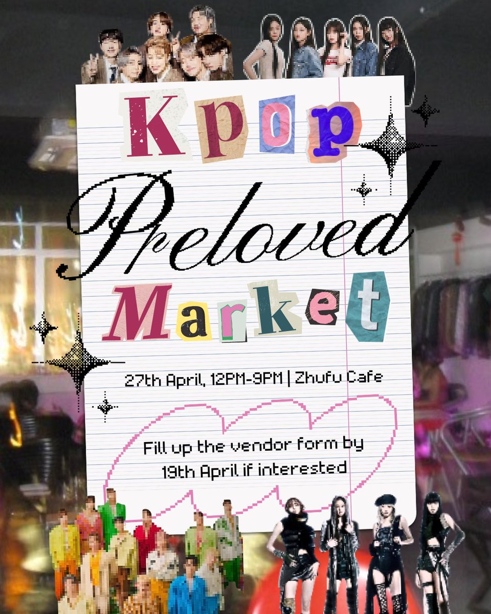 I'm organizing a K-pop Preloved Market and I'm looking for sellers!✨Sign-up in the form to sell your preloved K-pop merch (e.g albums, photocards, stationery)

⏱12PM - 9PM, 27th April (Sat)
📍Zhufu Cafe (Petaling Jaya) 

forms.gle/HUDQJXHDBRkMPw…

The market is free to attend!💖