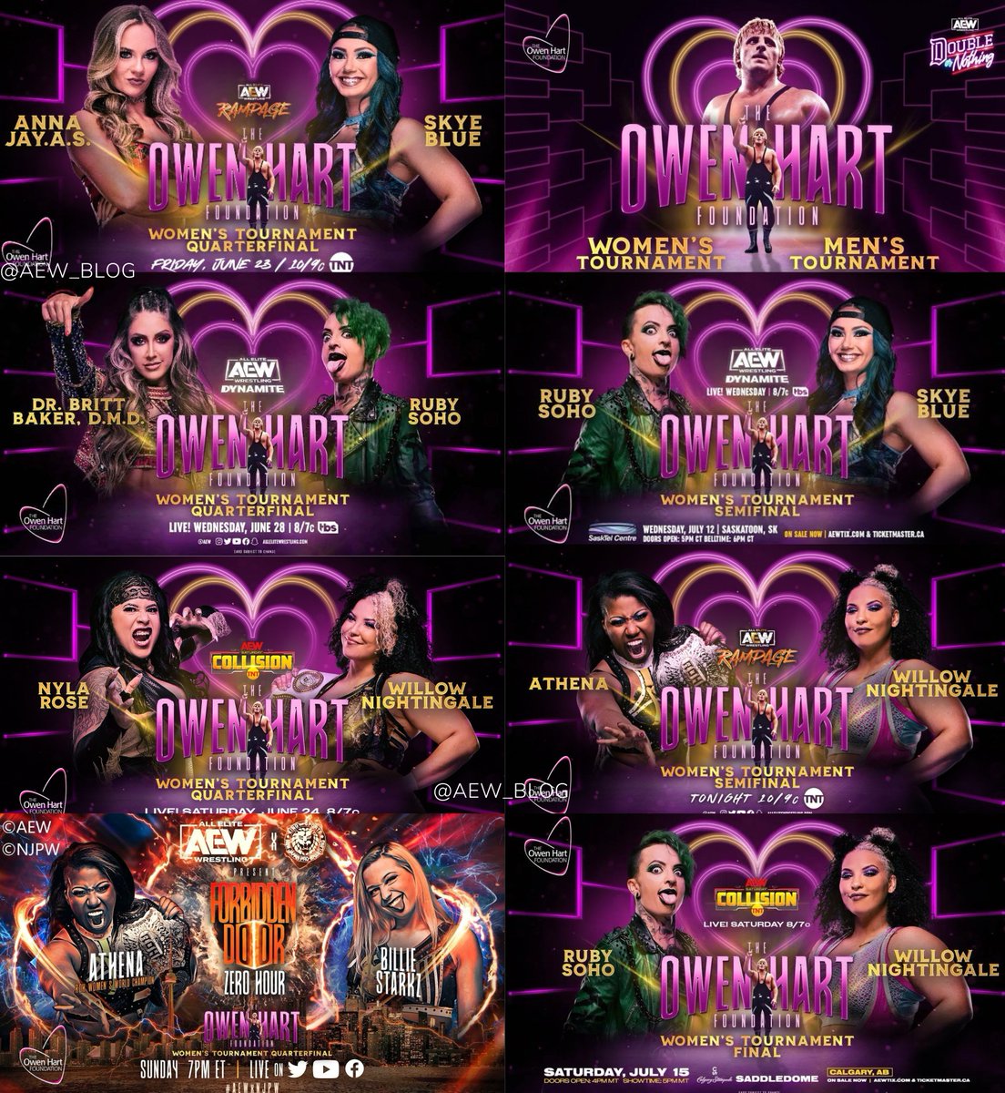 AEW The Owen Hart Foundation Cup Tournament. All Matches From The 2nd Owen Hart Cup. Female Winner: Willow Nightingale This second Owen Cup tournament was a lot shorter than the first. Hopefully, they go back to the original format with more matches leading up to #AEWDoN 🎰