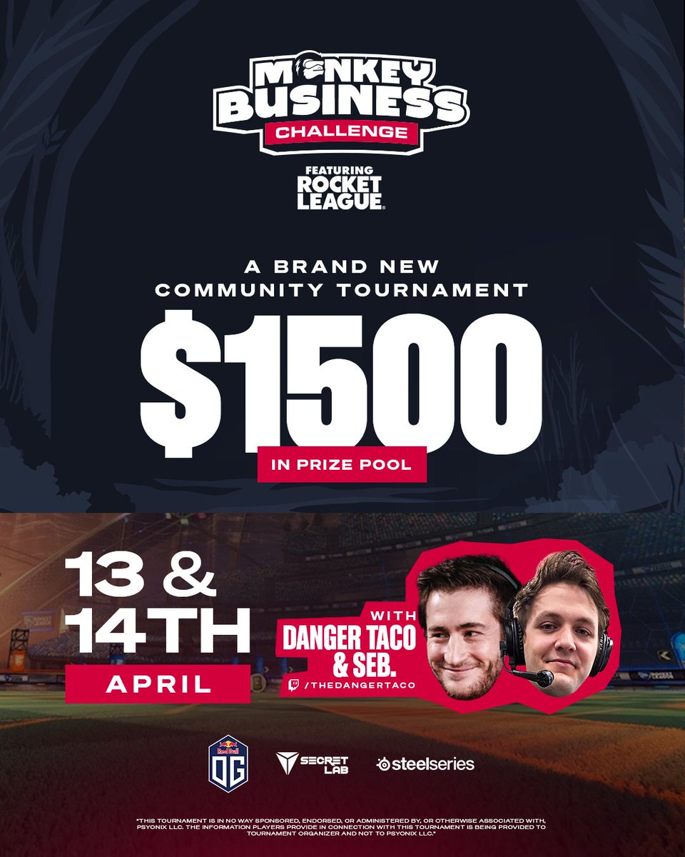 The Monkey Business Challenge 🍌 Incorrect and TSM are in... Think you can beat them? 👀 Hosted by @TheDangerTaco & @sebdot Deadline is 5pm EST April 13th 👉 start.gg/tournament/mon…