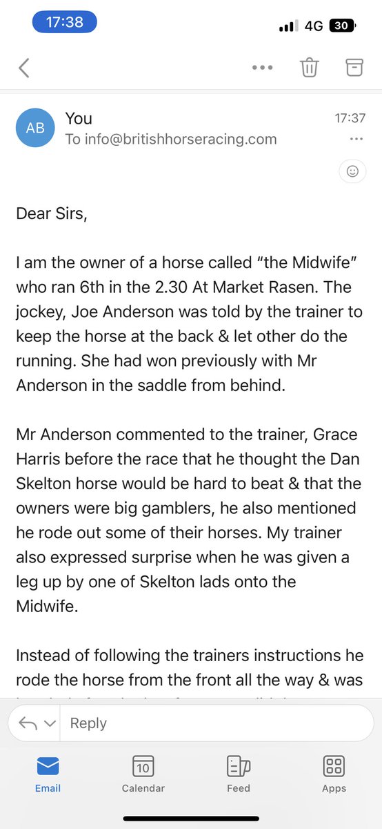 Copy of the email sent to the ⁦@BHAHorseracing⁩ 1/ ⁦@RacingPost⁩