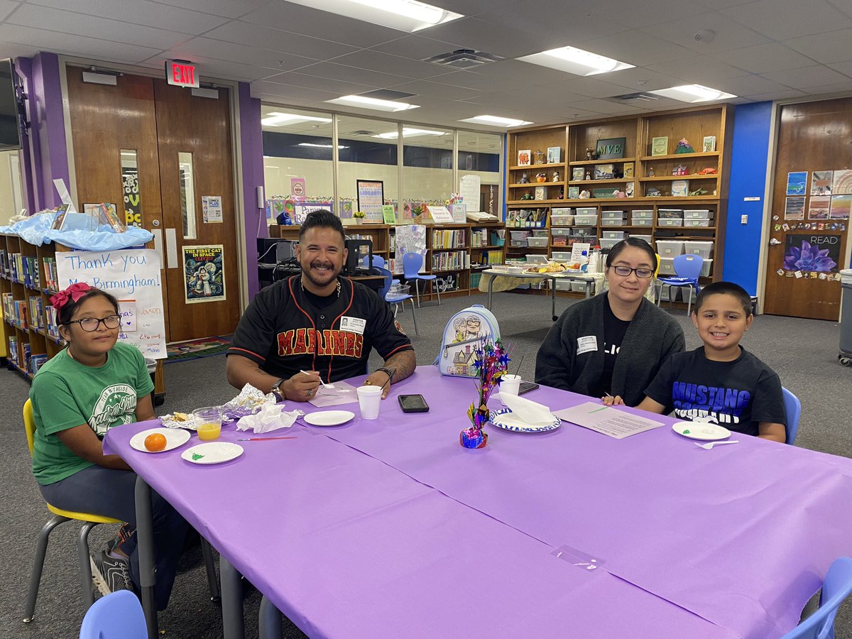 We honored our @NISDMeadowVill Military Families with a breakfast, a chance to build community, and share how we can support military students! A great morning with our Military Bobcats! 💜 @c_maldonado_1 @jchudej_garcia @nisd @NISDCounseling