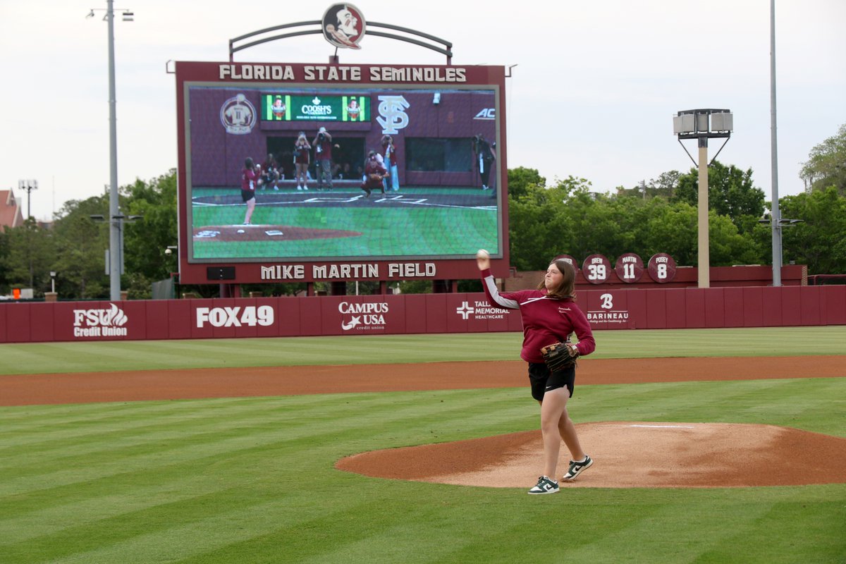 ANWA champ Lottie Woad threw out the first pitch at a sold out FSU v. Florida game last night. Looks like the former cricket player managed it pretty well! (FSU photo)