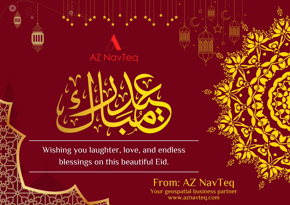 AZNavteq's tweet photo. Eid Mubarak from AZ NavTeq! ✨

Wishing you &amp; your loved ones a joyous Eid filled with peace &amp; blessings. May your journeys be safe &amp; guided by celebration. 

#EidMubarak #AZNavTeq #EidAlFitr  (238 characters) https://t.co/9eLjQINQDD
