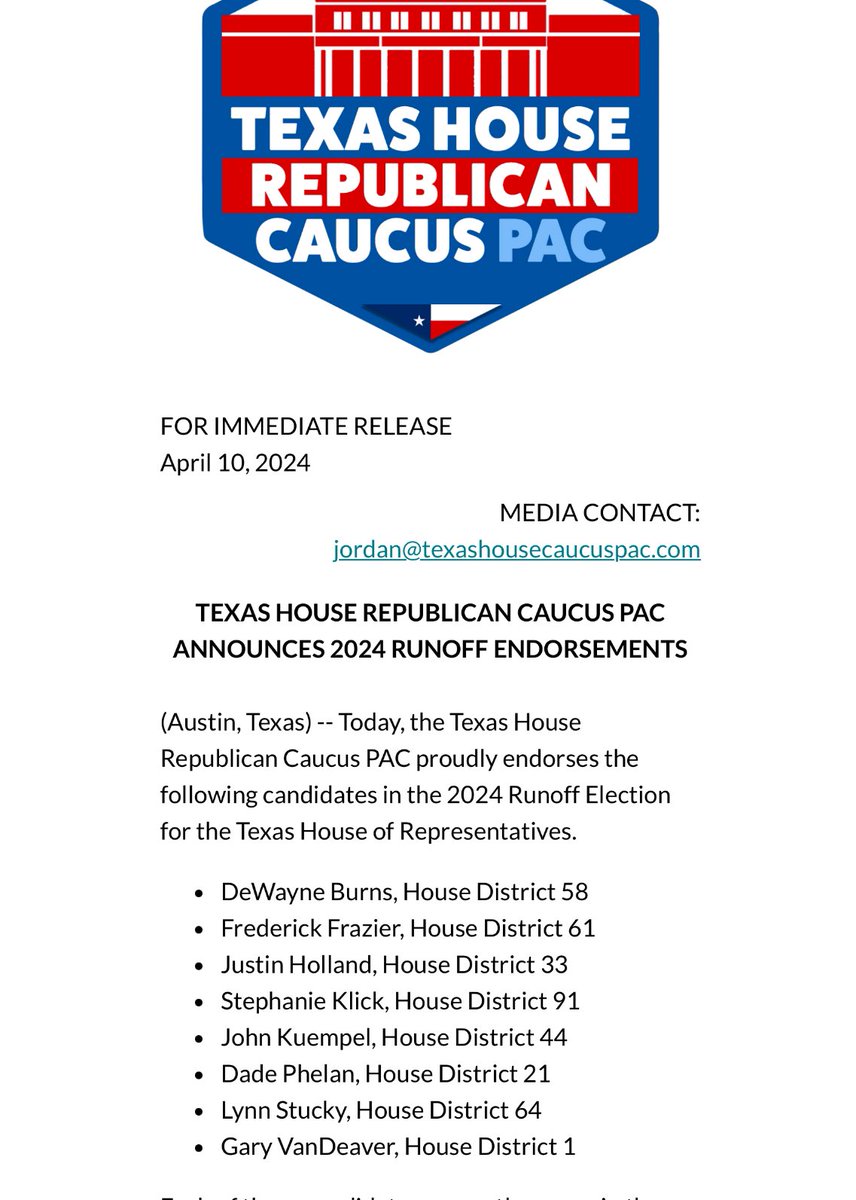 🚨 This is the most tone-deaf response imaginable by the Texas House GOP Caucus, which has become nothing more than an incumbent protection program. Last session we witnessed the Caucus utterly fail to adequately fight for Republican priorities and its Policy Committee decline…