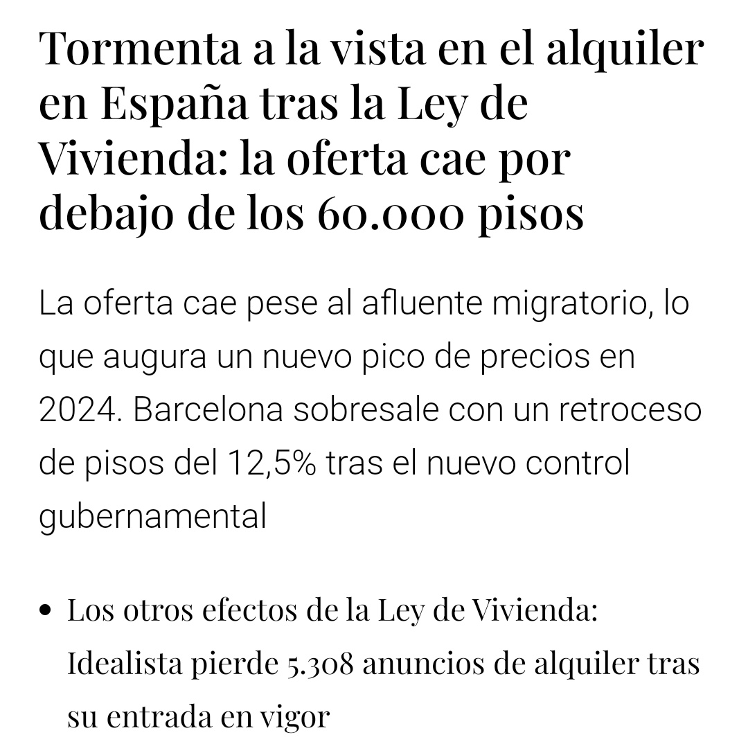 Sorpresa! Sorpresa! Con la Ley de Vivienda ha pasado exactamente... lo que decíamos que iba a pasar. ¿Quién podría haberlo imaginado?