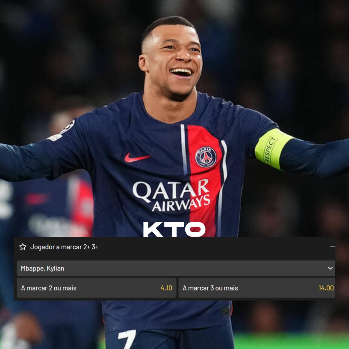 🇫🇷 Desempenho de Kylian Mbappé pelo PSG, contra o Barcelona: 👕 2 jogos ⚽️ 4 gols 3⃣ Hat-trick no Camp Nou ➡️ Classificação para as quartas da UCL em 2021 Que tal as odds para o atacante francês continuar brilhando na Champions? 🤑 Aproveita no site 👉 bit.ly/KTO_TT