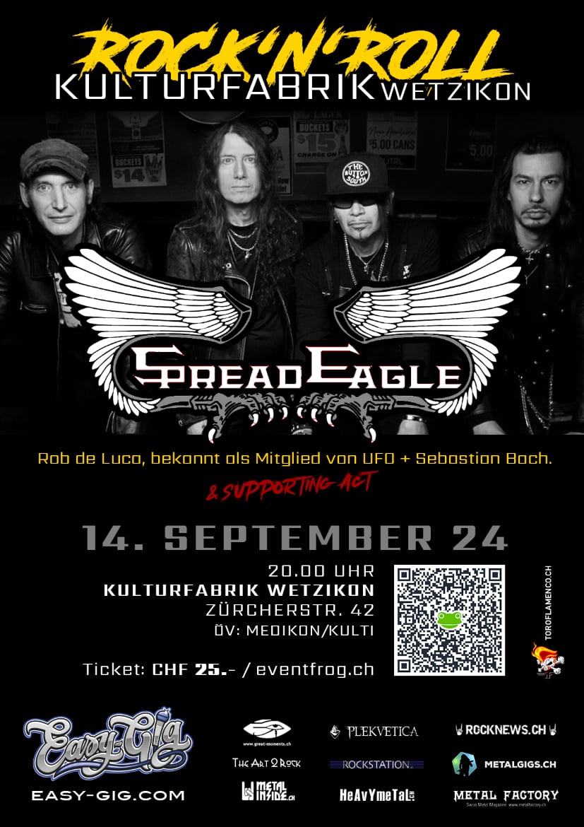 SPREAD EAGLE add Kulturfabrik Wetzikon Switzerland to our EU tour!
Tickets: eventfrog.ch/de/p/konzert/h…
See Spread Eagle 100% Live Rock: spreadeagle.us/tour
@spreadeaglenyc, @RobDeLucaBass, @raywest6, @ernieball, @EVANSDrumheads, @PickWorld, @promarksticks