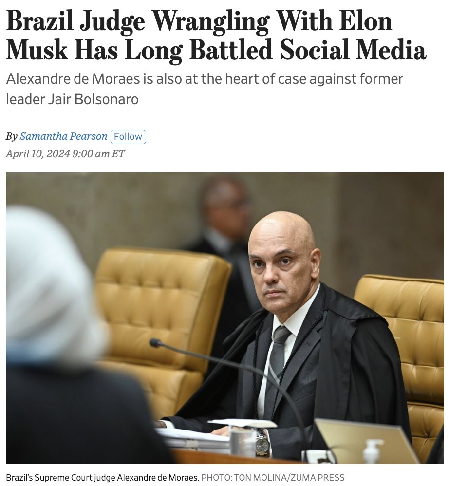 Apparently this Brazilian judge has been battling free speech for a while and has even ordered police to arrest people whose speech he deems inappropriate.