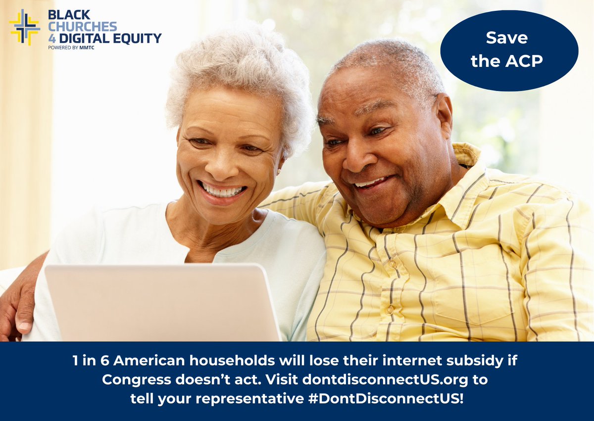 #DYK one in six U.S. households have 3 weeks before their internet bills increase due to the end of the Affordable Connectivity Program (#ACP)? Join MMTC and @BlackChurchesDE in urging your congressional representative to #RenewACP NOW: dontdisconnectus.org #DontDisconnectUS