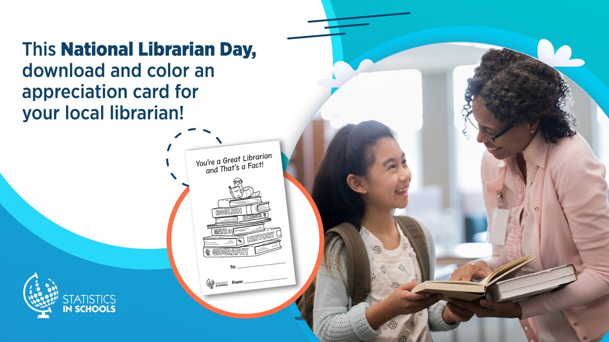 April 16 is #NationalLibrarianDay! 📚

#Teachers, download our #StatsInSchools coloring page and have your #students celebrate a #librarian in their life. 
census.gov/programs-surve…