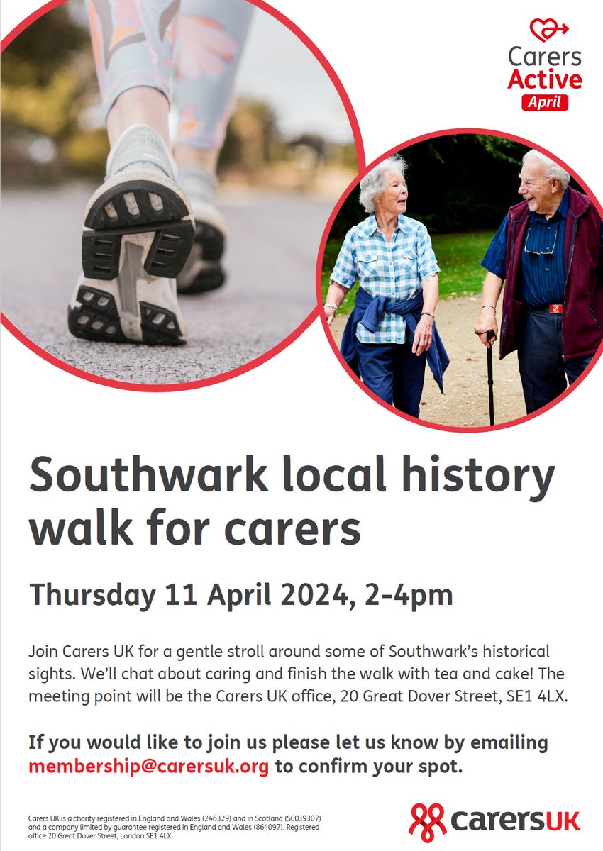 Join me tomorrow for a lovely April walk in #Southwark along with other #carers @HWSouthwark @CarersUK @CarersHub @SouthwarkCarers @Carersnetwork