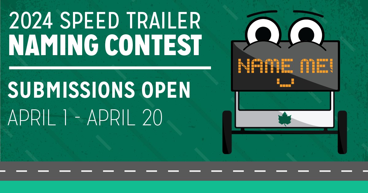 Help us name our new speed trailer! Submissions are accepted until 11:59 PM on April 20.   For more information, visit ow.ly/zmFa50QWPl1.