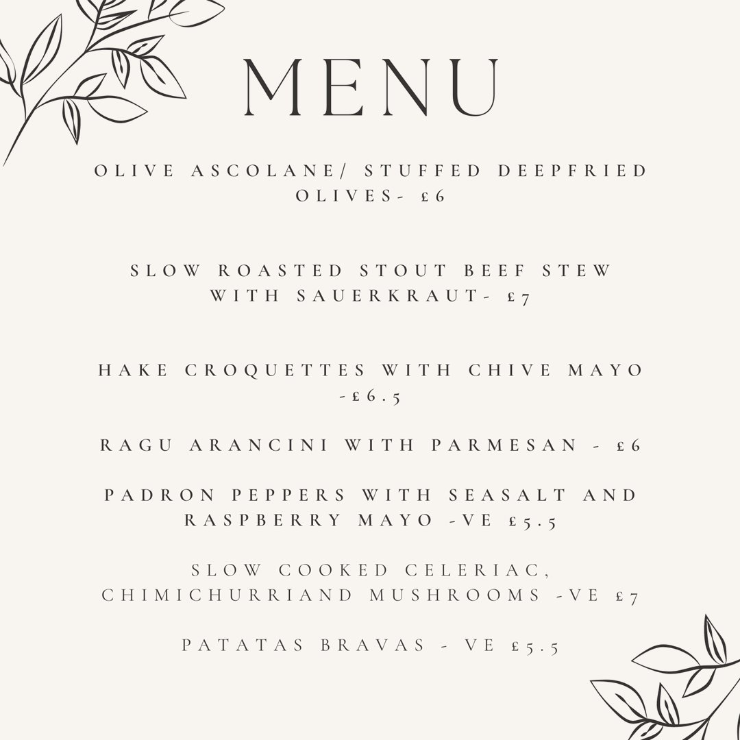 GREENHOUSE COLLAB - SUNDAY 14TH APRIL - FROM 12PM 🫒 Sneek peek at the menu for when @greenhousechester move into ours for the day to bring you lot some delicious small plates! Could eat the stuffed olives...ALL DAY LONG 😋 See ya there 👋 @ShitChester