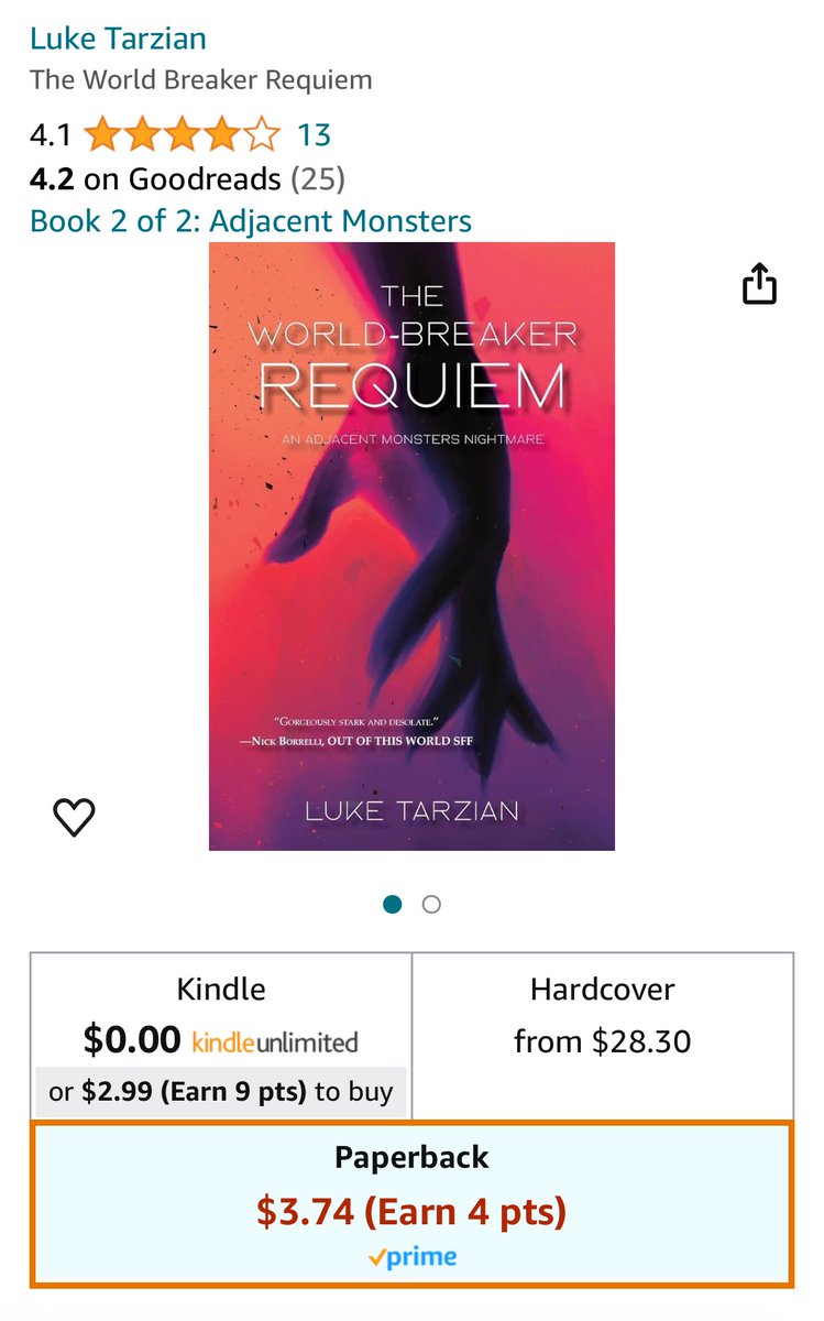 If you dig the new paperback cover, THE WORLD-BREAKER REQUIEM is less than $4 for some reason.