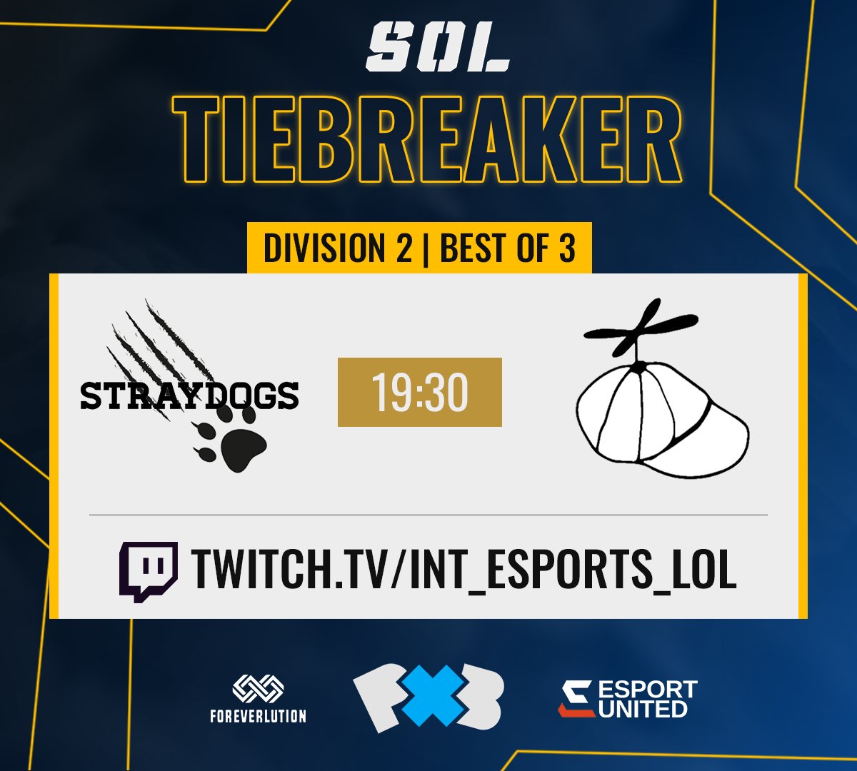 💫 Community Stream | Tiebreakers div 2 💫 Missa inte kvällens matcher i division 2 där två lag möter varandra i en Bo3 för att avgöra vem som går till playoffs 👇 ⏰ 19:30 | Division 2 Stray Dogs 🆚 @GoodLuckIEE 🎙 @intnordlol , @Samme_lol & @Abow999 📺