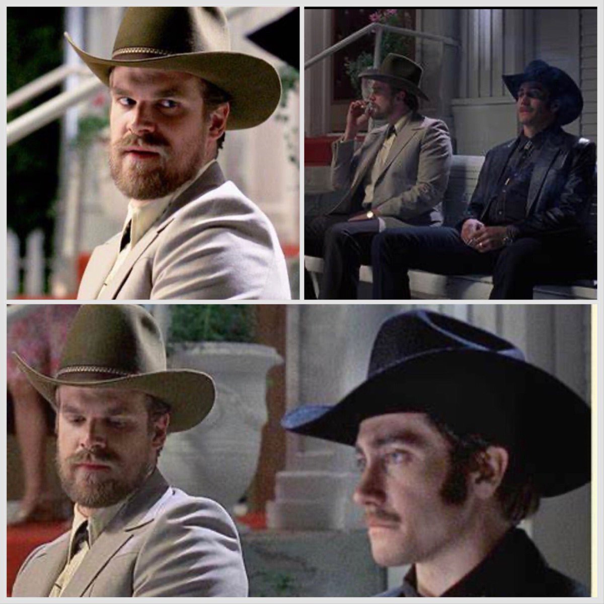 jaradon2's tweet photo. David Harbour is 49 today; here he is cruising Jack ( Jake Gyllenhaal ) in “Brokeback Mountain”(2005) https://t.co/e3dC87TCRI