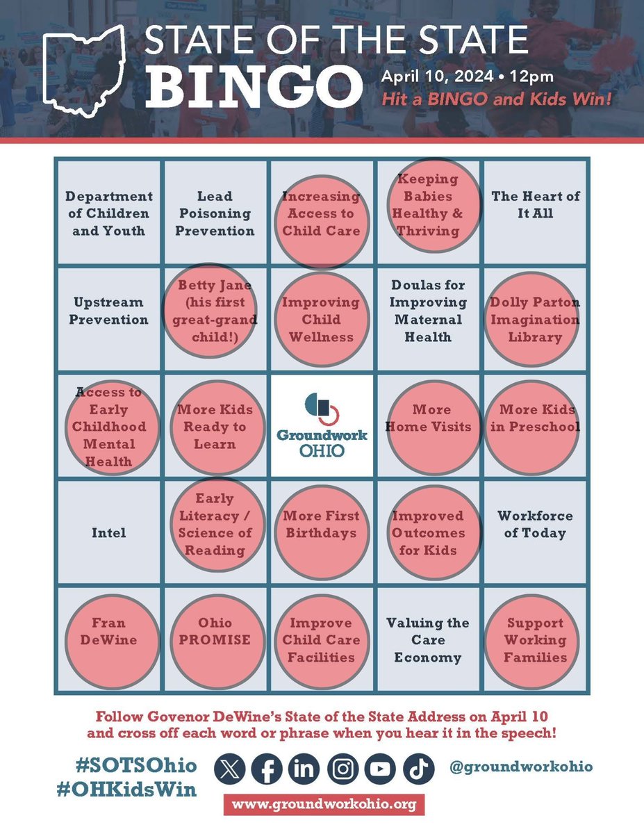 We have TWO BINGOS! #SotSOhio #OHKidsWin