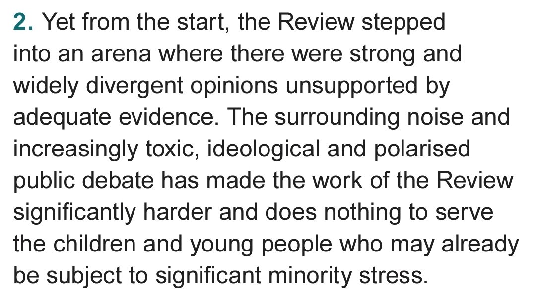 Wow. #CassReview The 'toxic, ideological and polarised public debate ... does nothing to serve the children' cass.independent-review.uk/wp-content/upl…