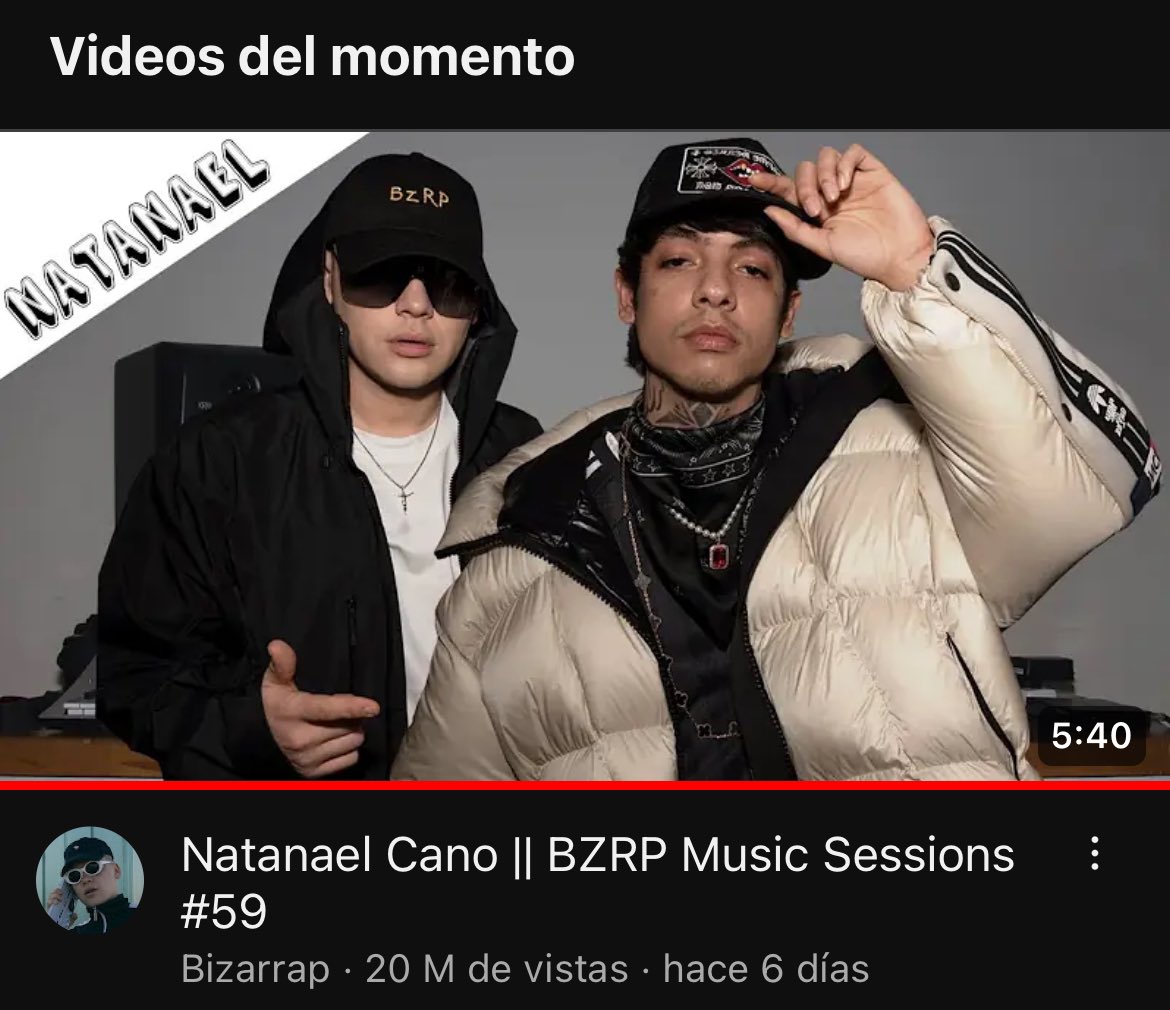 “Natanael Cano BZRP #59” ha superado las VEINTE MILLONES de vistas en youtube y sigue #1 en tendencia. 🇲🇽