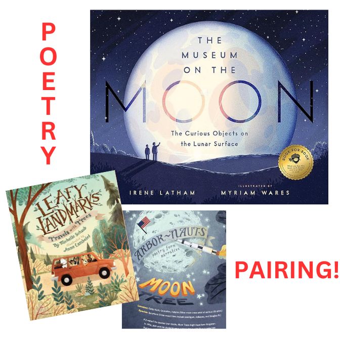 Here's a fun #poetry pair for #NationalPoetryMonth: @Irene_Latham's MUSEUM ON THE #MOON and my LEAFY LANDMARKS (with a #moontree poem.) @SleepingBearBks @ncte