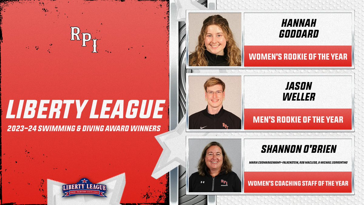 Congratulations to Hannah Goddard, Jason Weller, and Head Coach Shannon O'Brien and Staff on earning 2023-24 Liberty League Swimming & Diving Honors!