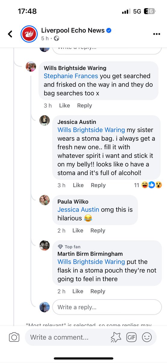 Facebook comments on how to smuggle drink into Aintree👀👀