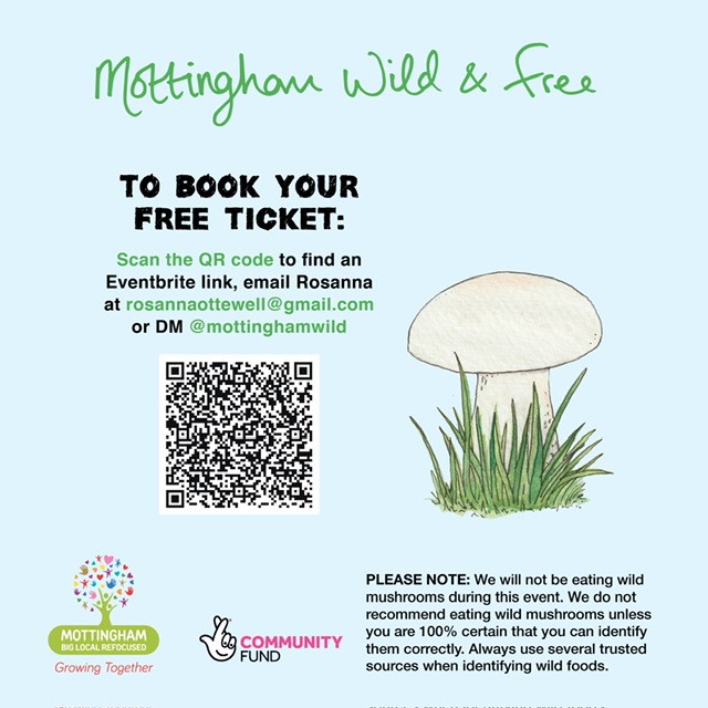 Come and walk around Mottingham and learn about the types of wild mushrooms that grow in the area. Free event for locals - Sunday 21 April. Contact rosannaottewell@gmail.com for more information. #mottingamlocal #freecommunityevent #localnature @thebromleyforager @communityfund