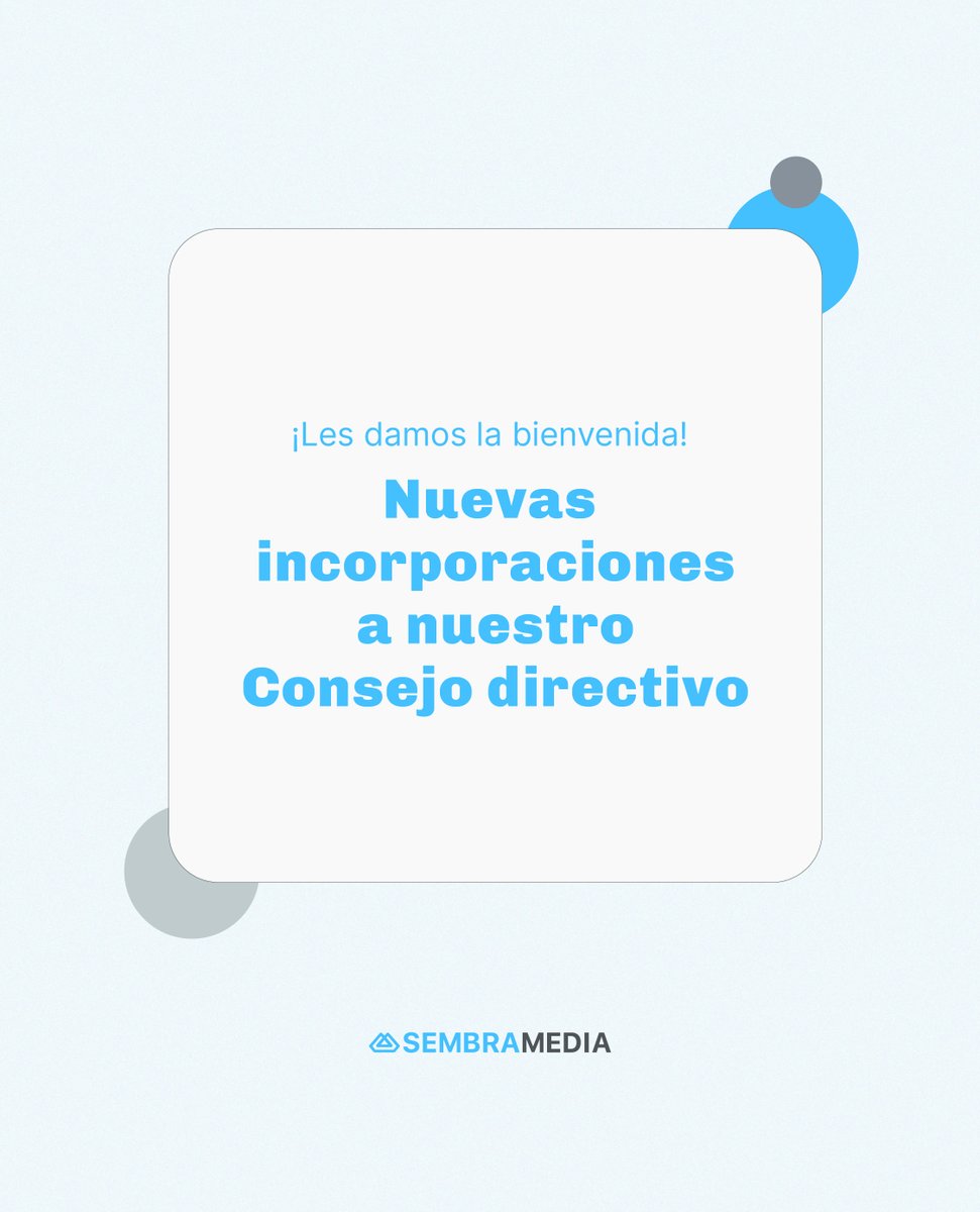 ¡Tenemos noticias! 📢 Cuatro maravillosos/as profesionales se suman a la mesa directiva de SembraMedia 🤝 ¿Quieres conocerlos/as? 👇