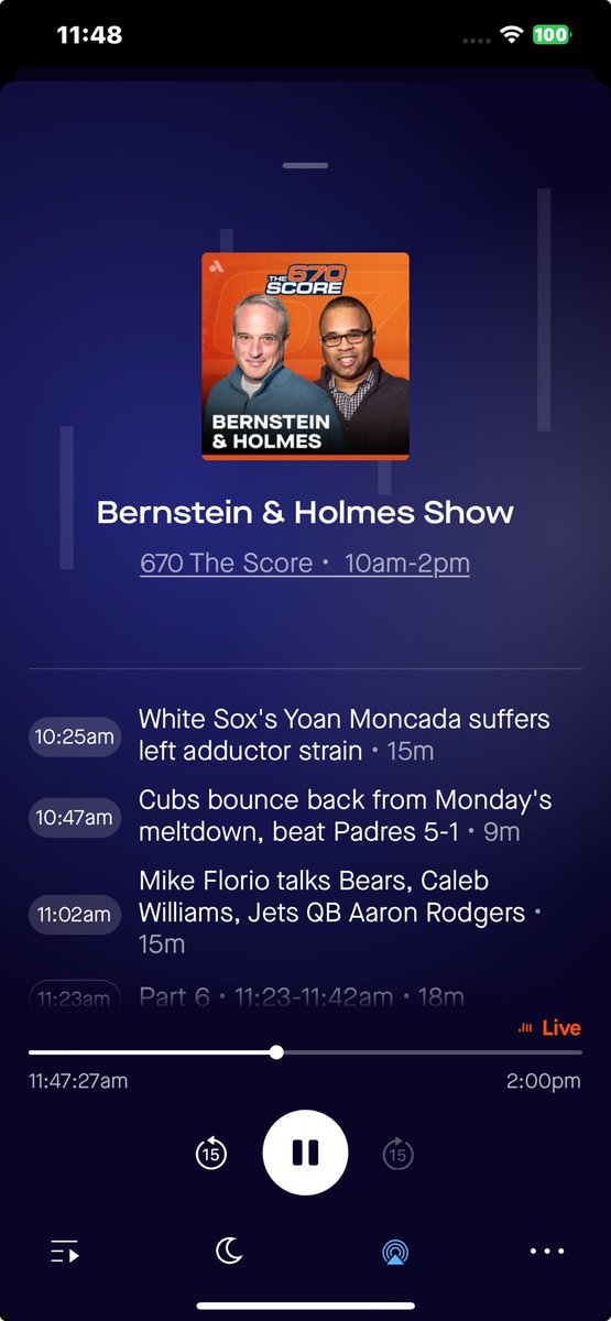 Love listening to ⁦@BernsyHolmes⁩ with ⁦@leilarahimi⁩ on ⁦@670TheScore⁩ 30k in the air ⁦@Audacy⁩ app. Thanks ⁦@SouthwestAir⁩