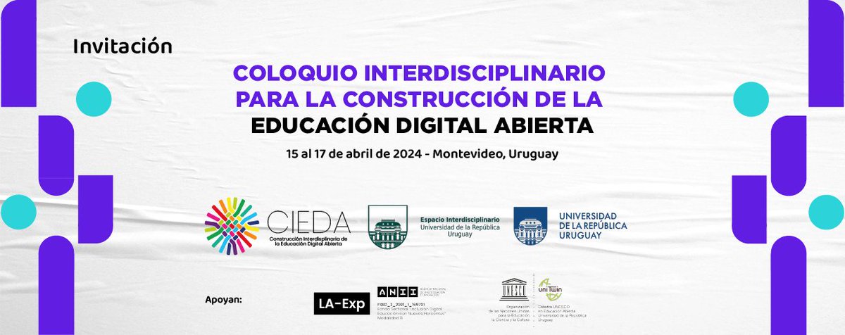 Coloquio Interdisciplinario para la construcción de la Educación Digital Abierta
 👉Las inscripciones se hacen directamente en el sitio del evento: eventos.noreste.udelar.edu.uy/event/11/

📍 El martes 16 a las 09:30 hs. participará la Prof. Dra. Carolina Rodríguez, docente de nuestra #Fenf