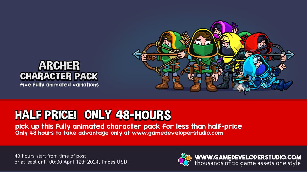 GameDev_studio's tweet image. There&apos;s a brand new character pack now available on the site gamedeveloperstudio.com

#gamedev #indeigamedev #indiedev #indiedevhour