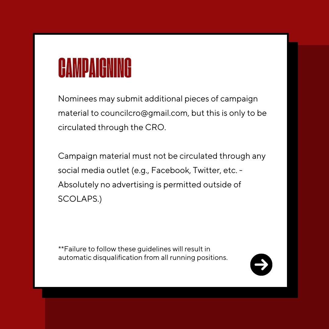 Dear LA&amp;PS students,

We are pleased to announce that SCOLAPS’ 2024 election is here.

Swipe through to get in on the details about this year’s Executive positions, important dates, how to run, and more.

Nominate yourself or another council member using the link in our bio.