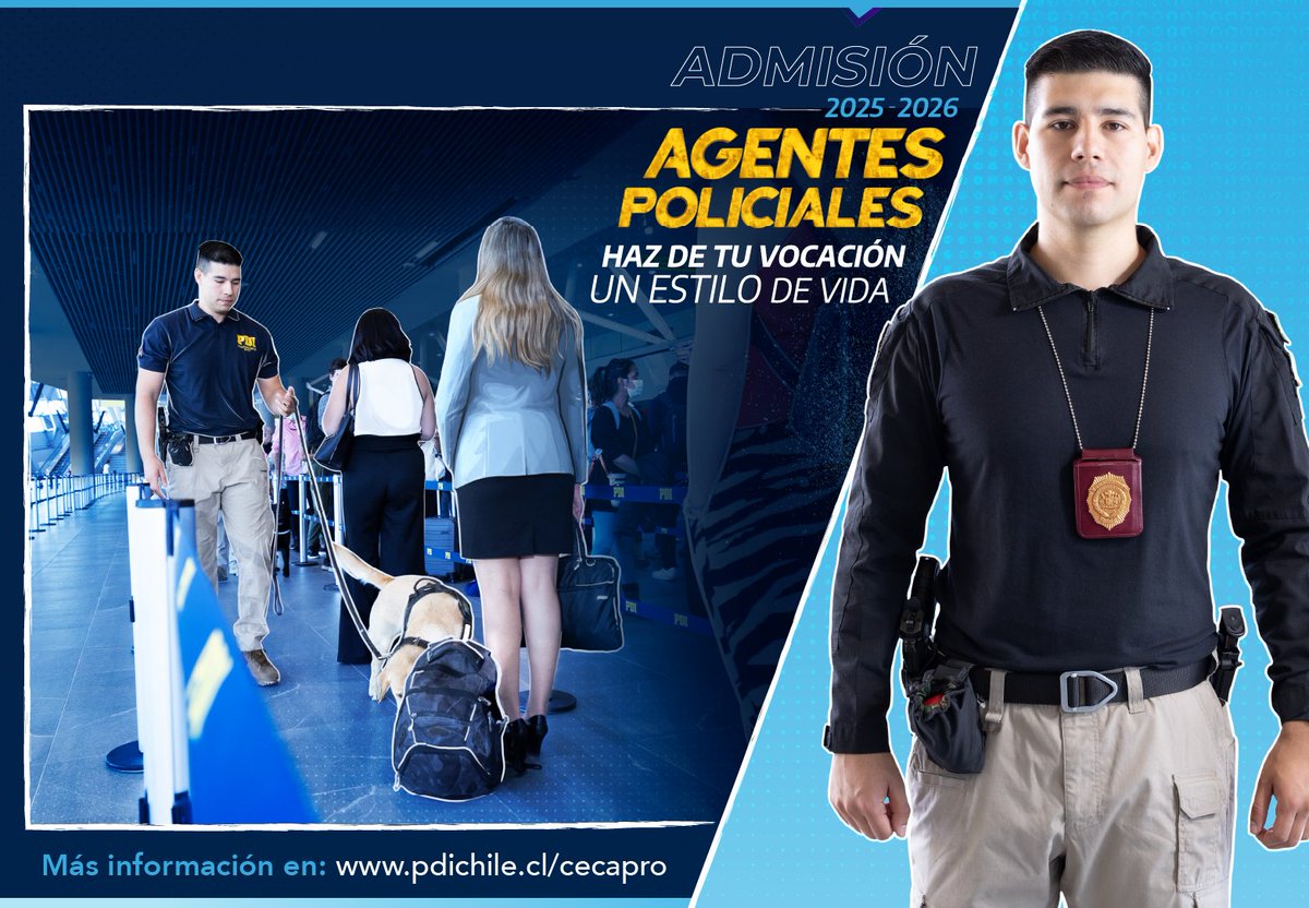 🔷¿Sabes en qué consiste el cargo de Agente Policial? 🔸Averígualo y postula hasta el 19 de abril en 🔗pdichile.cl/cecapro