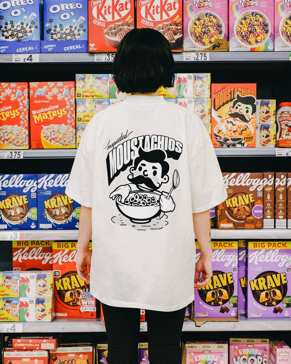 Introducing Moustachios — a cereal concept from Inspected 🥄

Super-soft, oversized graphic t-shirt. Delivered in our custom designed cereal box. 

Add some fibres to your diet!

Tomorrow, 3pm BST.