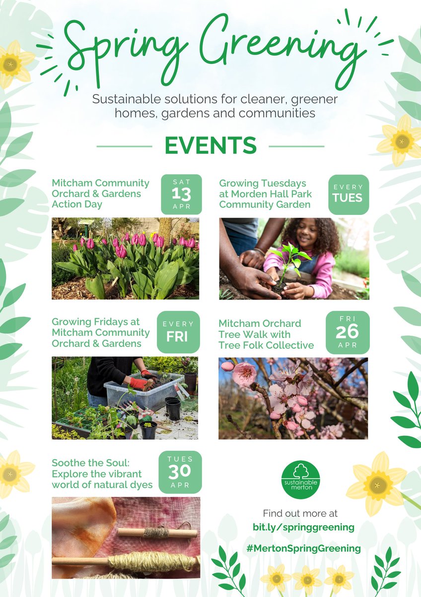 🌿🌼 As our #SpringGreening campaign continues, we have a packed schedule of @SMGrowingSpaces EVENTS coming up that will inspire you to embrace sustainability & learn about #growing, #gardening & the beauty of #nature 🐝🌷 ➡️ Find out more & sign up at bit.ly/springgreening