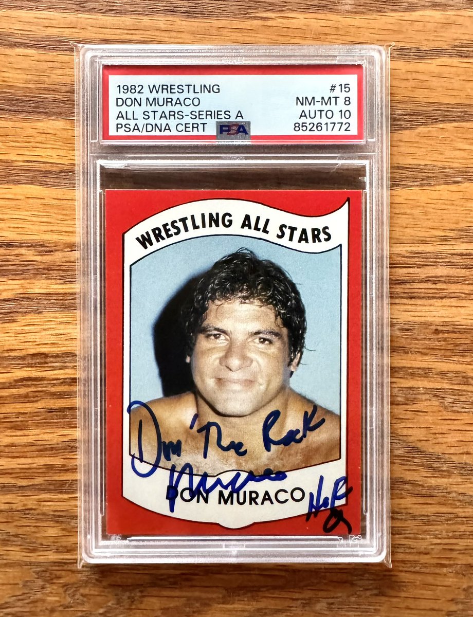 1982 Wrestling All Stars Don Muraco PSA 8 Auto 10

Cracked this out of a PSA 8 slab and sent it all the way to Hawaii and back and then to PSA and it somehow stayed an 8 through all of that! 

#wrestlingcardwednesday #wrestlingallstars #wrestling #wrestlingcards