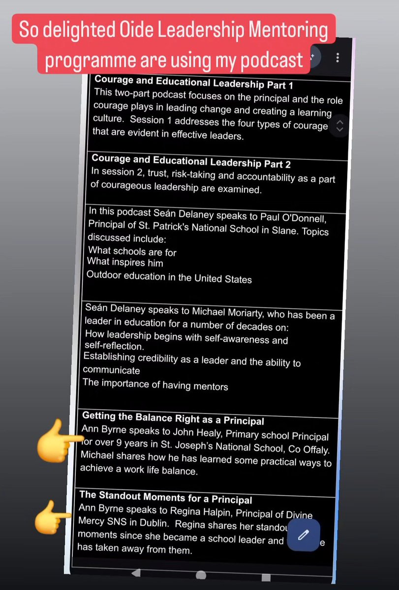 Honoured @oide_Ireland are using my podcasts as part of their leadership mentoring programme. @ciaraconsult @network_will @Leaders_SoE
