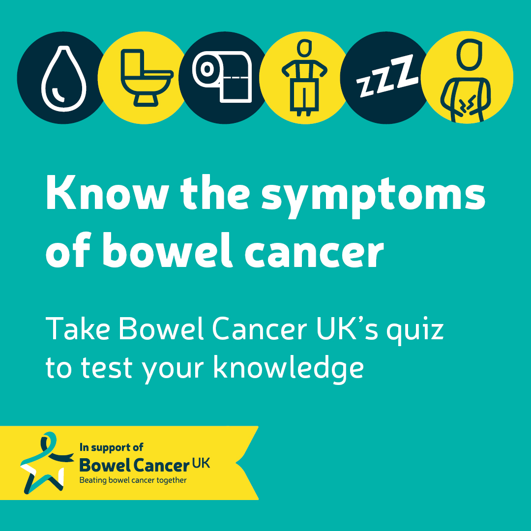 During #BowelCancerAwarenessMonth, the #OneThing @bowelcanceruk want you to do is test your knowledge about the disease. Take the quiz here: bowelcanceruk.org.uk/support-us/bow…