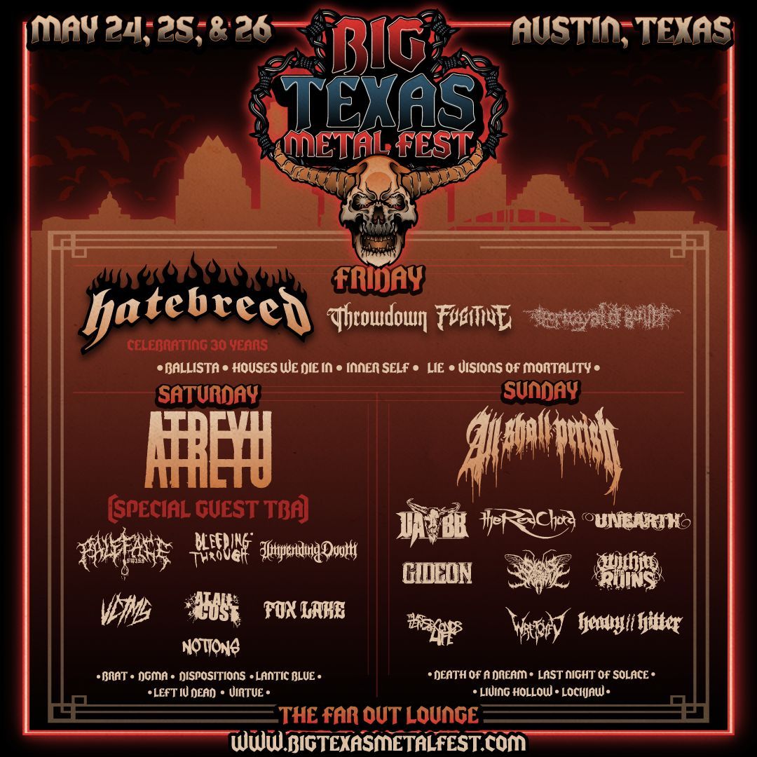 Austin, TX! We’re coming to see you at @bigtexasMF next month on Saturday, May 25. Get your tickets at bigtexasmetalfest.com.