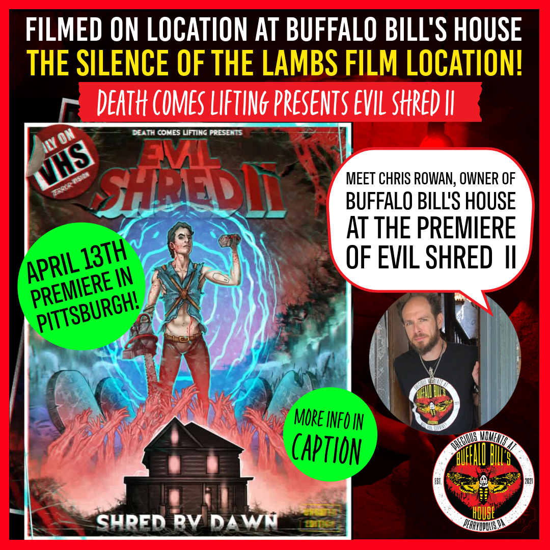 Come to premiere party for EVIL SHRED II by @deathcomeslifting! 

Filmed on-location @buffbillshouse!

SATURDAY 4/13!
Death Comes Lifting Crypt Gym
636 E. Warrington Ave
Pittsburgh, PA

5pm - onward!

#buffalobillshouse #deathcomeslifting #pittsburgh #pgh #yoga #silenceofthelambs